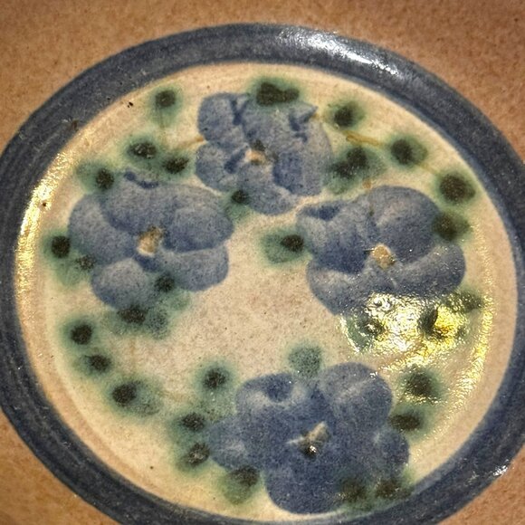 Set Of 4 Jayde Hileman Handcrafted Ceramic Bowls With Blue‎ Floral Design - Picture 2 of 4